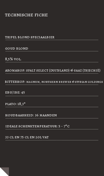 technische fiche Kraaike Tripel Blond